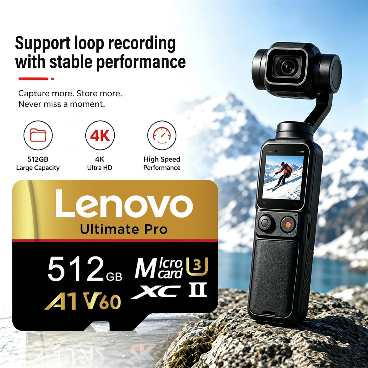 Lenovo SD Memory Card 128GB 256GB 512GB 1TB Micro SD Card V60 U3 Flash Cards TF Card Memory Microsd For Insta360 DJI Drone