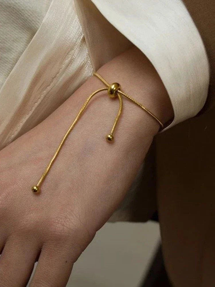 Korean Adjustable Stainless Steel Bracelet for Women Girl Men High Quality Design Gold Color Snake Chain Jewelry Wholesale