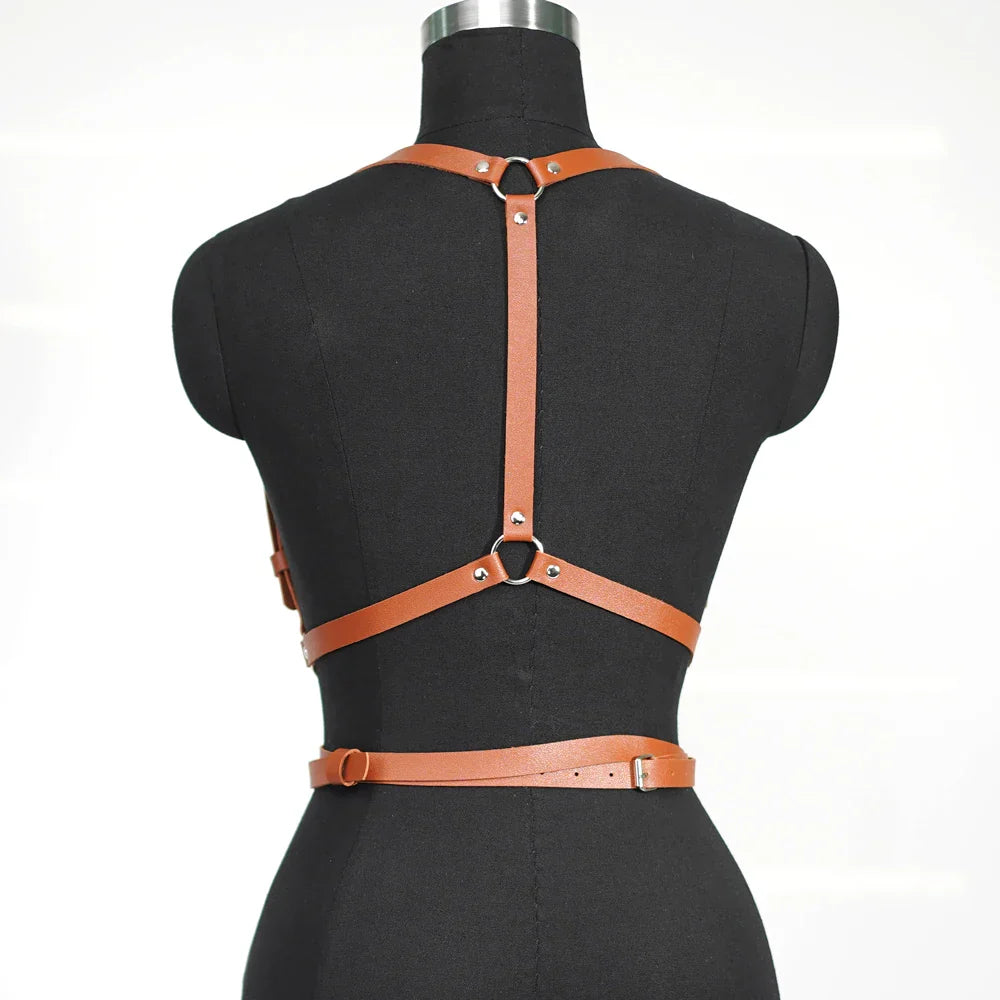 Womens Faux Leather Full Shoulder to Waist Corset