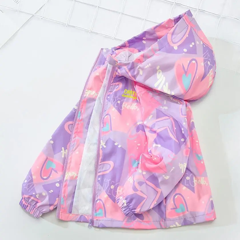 Korean Fashion Jacket For Girls Teenager Casual Gradient Hooded Coat Boys Blazer Spring Autumn Windproof Sweet Coats Windbreaker