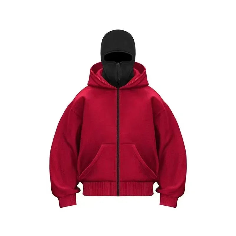 Men and Women Balaclava Y2K Gothic Harajuku Spring Autumn Winter New Item Double Hooded Sweatshirt Men Hooded Mask Zipper Jacket