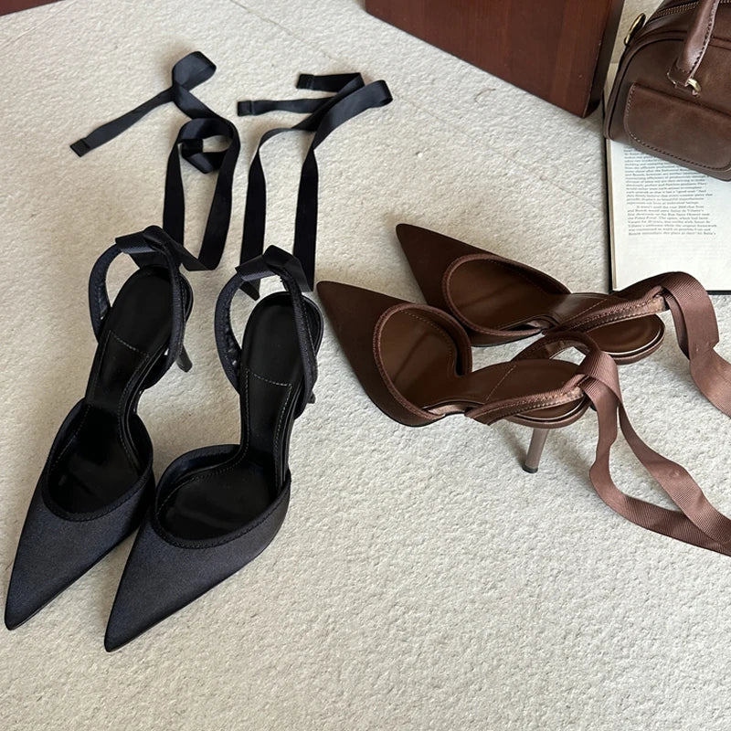 Eilyken Spring Design Sexy Ankle Strap Pumps Woman Sandals Pointed Toe Stiletto Heels Mesh Ladies Shoes Zapatillas De Mujer
