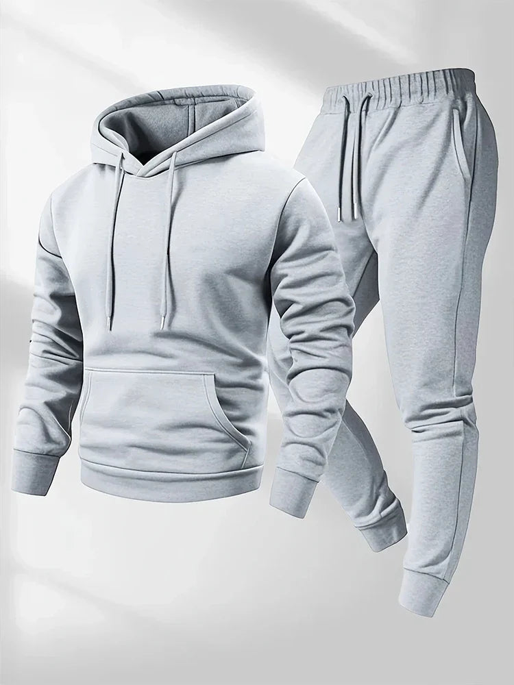 Men's Tracksuit Casual Hoodies Sweatshirts Suit Outdoors Gym Sports Jogging Clothing Autumn Winter Fashion Sweatpants 2 Pcs Sets