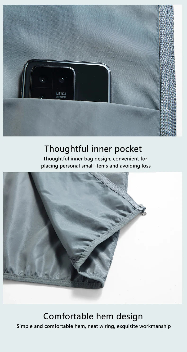 LNGXO Men's Women's Waterproof Hiking Jacket Quick Dry Sun Protection Windbreaker Camping Hunting Climbing Outdoor Rain Coat
