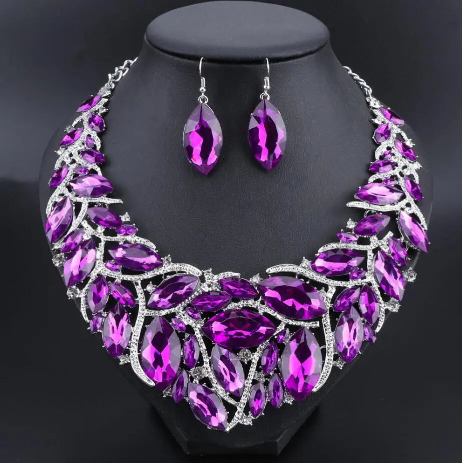 Bridal Jewelry Sets Wedding Engagement Necklace Earrings Sets for Brides Party Costume Decoration Jewellery Women