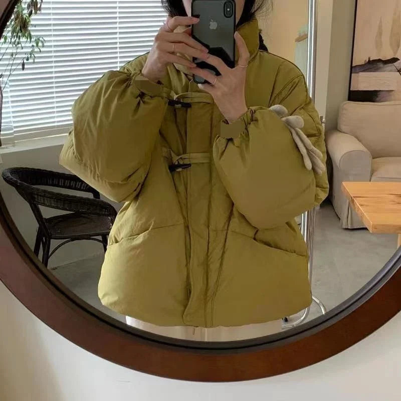 Women's Jacket New Korean Version Stand Collar Short Cotton-padded Jacket Thickening Warm Parkas Winter Vintage Coat