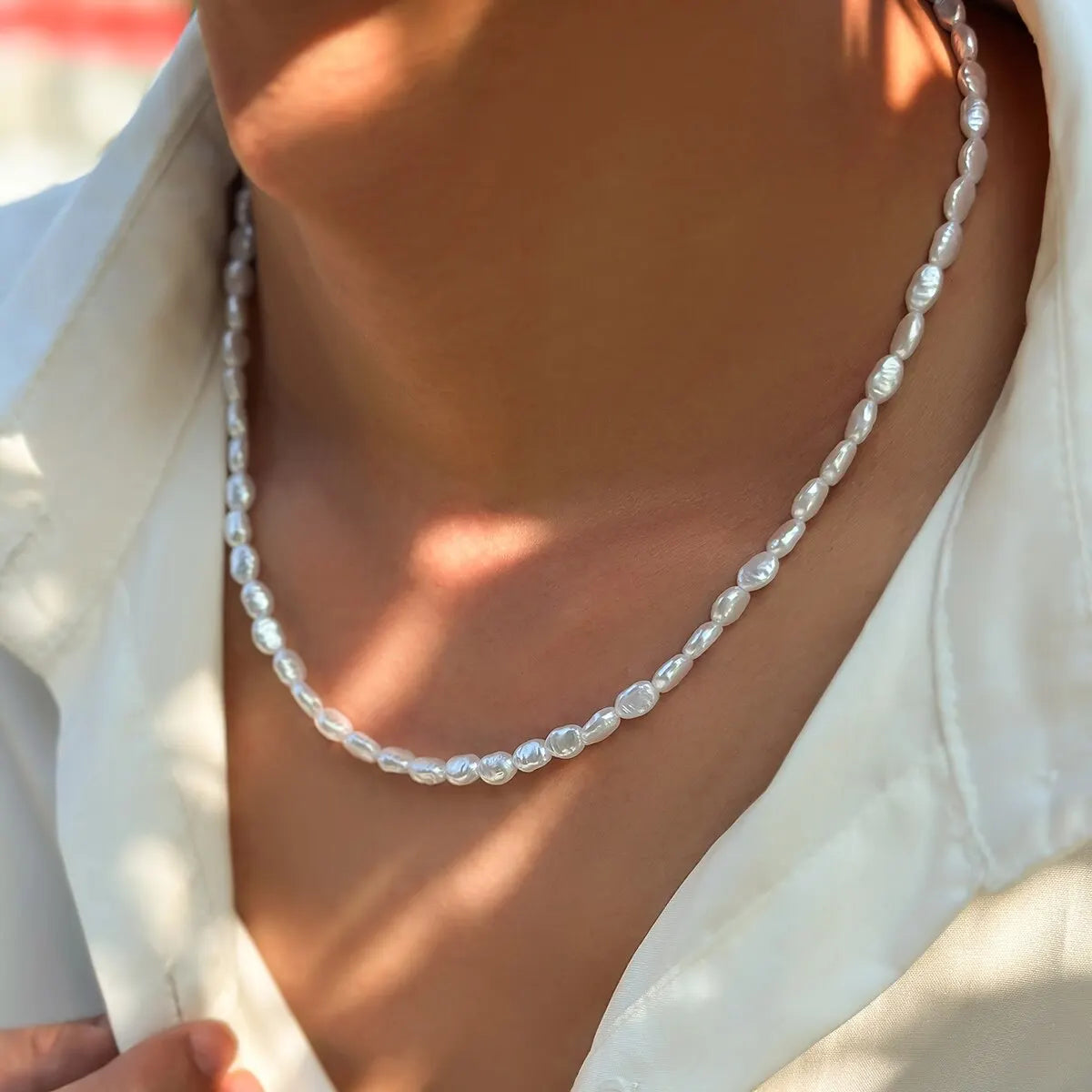 Boho Handmade Imitation-Pearl Chain Necklace Bracelet for Men Trendy Vintage Clavicle Chain on Neck Jewelry Set New Steampunk