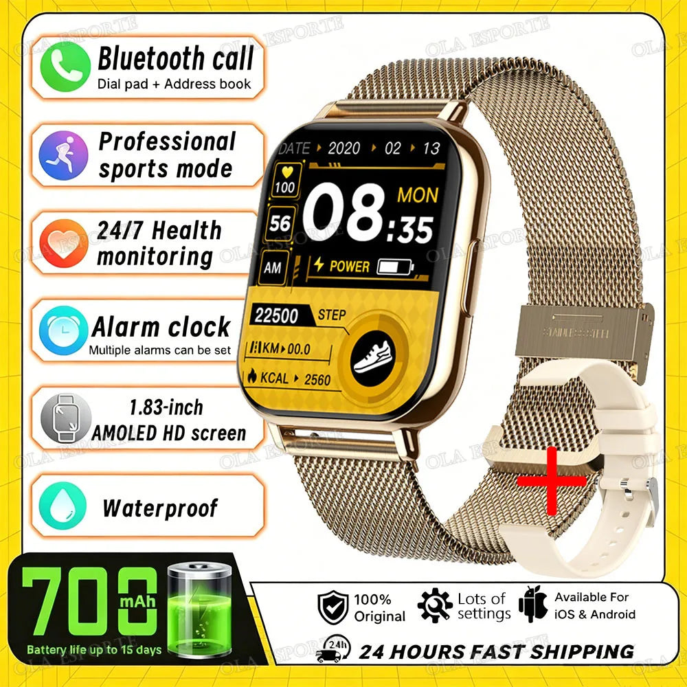 2026 Upgraded Smart Watch Heart Rate Blood Oxygen/Pressure Sleep Monitoring Bluetooth Call Voice Assistant Sport Mode Smartwatch