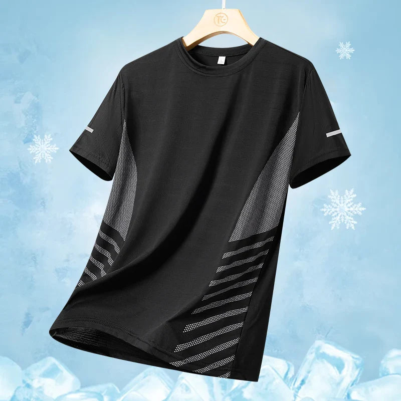 Men Cooling Quick Dry Running T-Shirt Breathable Athletic Top
