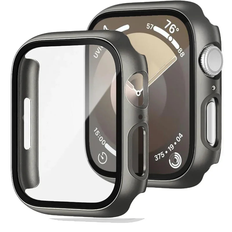 Tempered Glass+Case For Apple Watch 38-40mm 41mm 42mm 44mm 45mm 46mm Screen Protector Protective Cover iWatch 11 10 8 7 9 6 SE 5