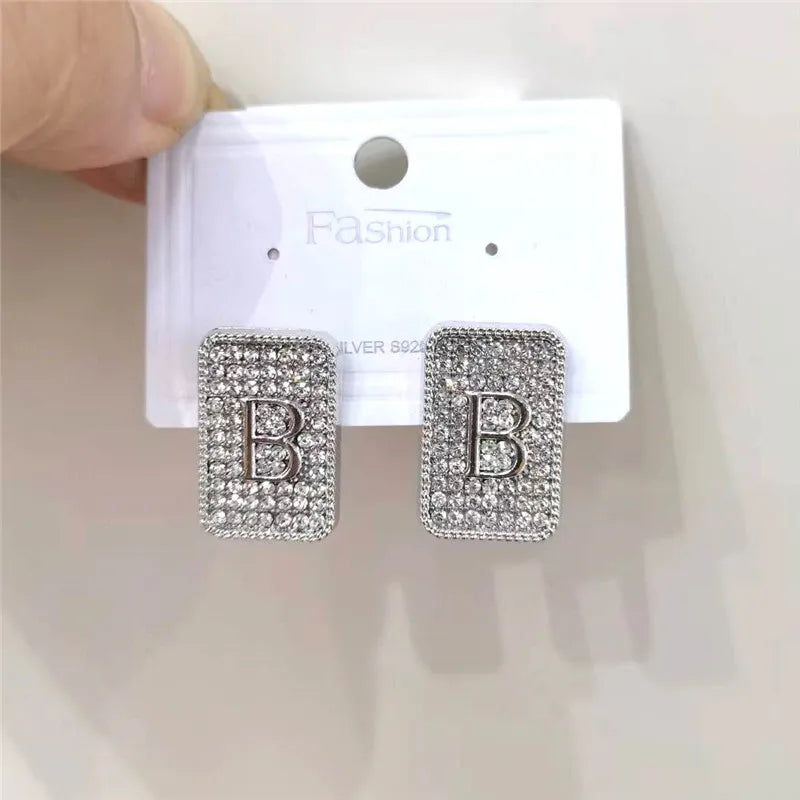 28 Colors Zebra Pu Leather Square Hoop Earrings For Women Fashion Jewelry Letter Alphabet Geometric Stripe Pendientes Mujer