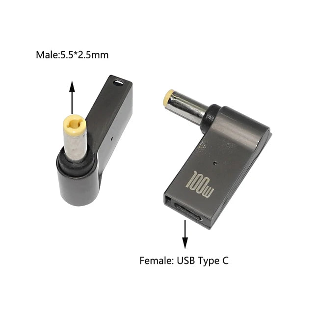 100W USB Type C Fast Charging Adapter Plug Connector Universal USB C Laptop Charger Converter for Dell Asus Hp Acer Lenovo