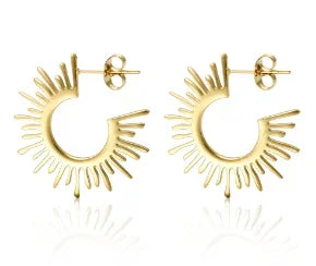 Shiny Zircon Hoop Earrings for Women Trendy Golden Stainless Steel Circle Earring Jewelry Pendientes