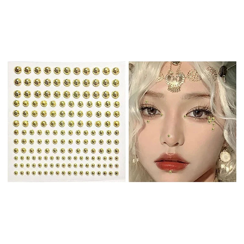 165/180Pcs Sparkly Crystal Nose Studs Set Stick On Rhinestone Body Lip Gems Fake Non Piercing Decoration For Women And Teens