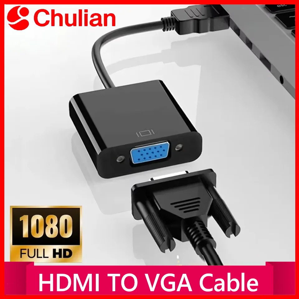 HD 1080P HDMI To VGA Cable Converter With Audio Power Supply HDMI Male To VGA Female Converter Adapter for Tablet Laptop PC TV