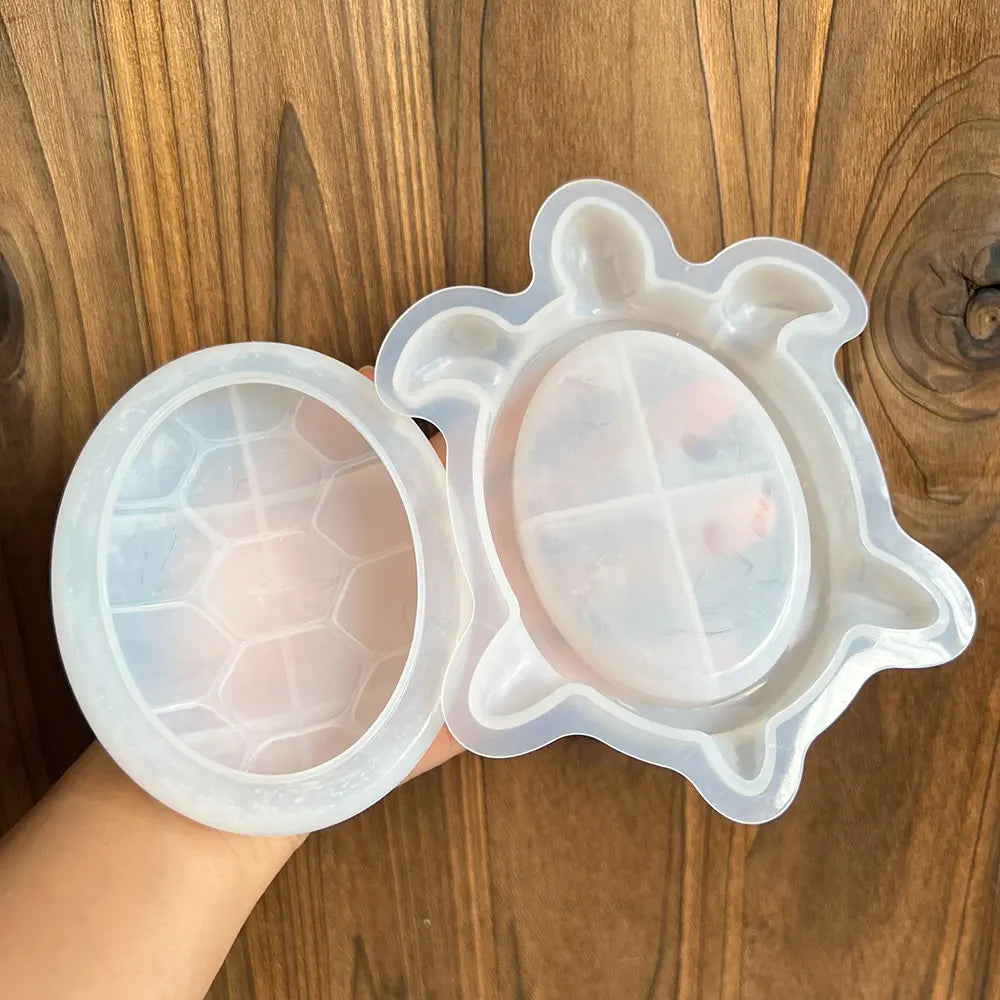 Turtle Storage Box Silicone Molds Kits DIY Scented Ocean Animals Jewelry Display Plate Tray With Lid Plaster Resin Mold