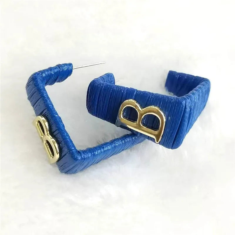 28 Colors Zebra Pu Leather Square Hoop Earrings For Women Fashion Jewelry Letter Alphabet Geometric Stripe Pendientes Mujer