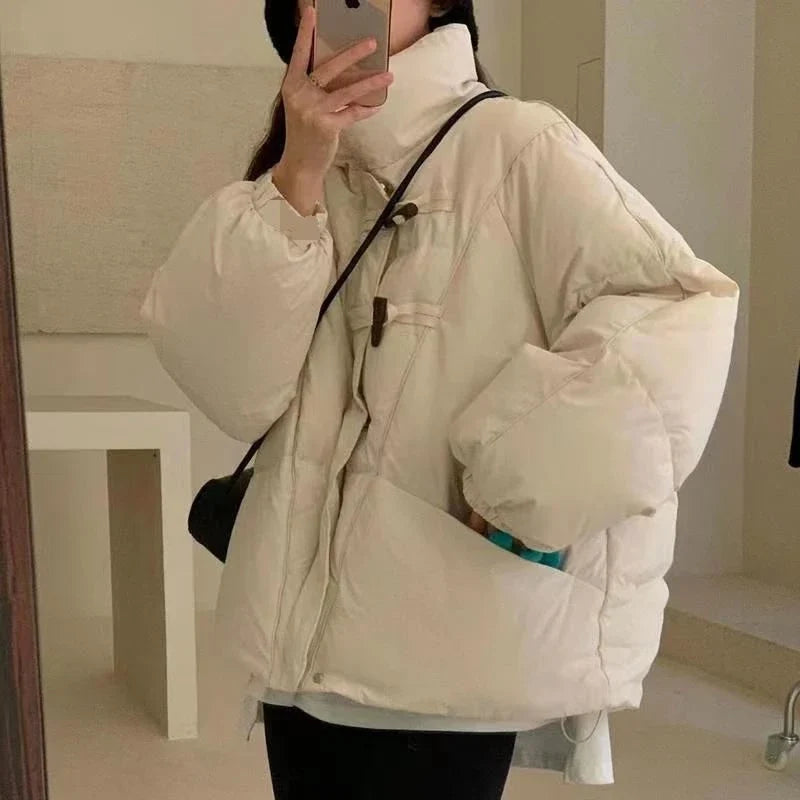 Women's Jacket New Korean Version Stand Collar Short Cotton-padded Jacket Thickening Warm Parkas Winter Vintage Coat