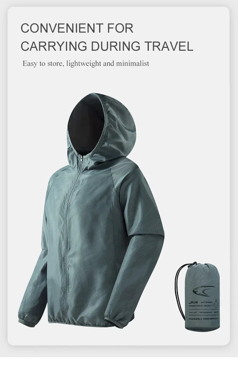 LNGXO Men's Women's Waterproof Hiking Jacket Quick Dry Sun Protection Windbreaker Camping Hunting Climbing Outdoor Rain Coat