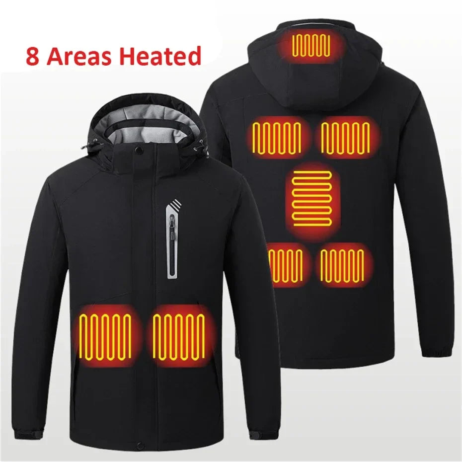 Heating Jackets Men Winter Warm Heated Windbreaker 8 Zones Electric Heated Coat Waterproof Coat Plus Size 5XL Outerwear Male