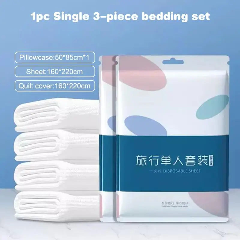 Waterproof Disposable 4 Piece Bedding Set Nonwoven Extra Thick Sheets Duvet Pillow Cover for Hotels Clinic Travel UseHot Sale