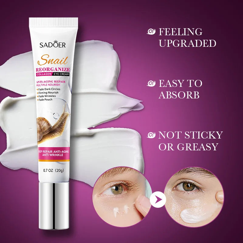 Saoder Snail Collagen Eye Cream Anti Dark Circles Remove Eye Bags Moisturizing Firming Beauty Eyes Skin Care Products