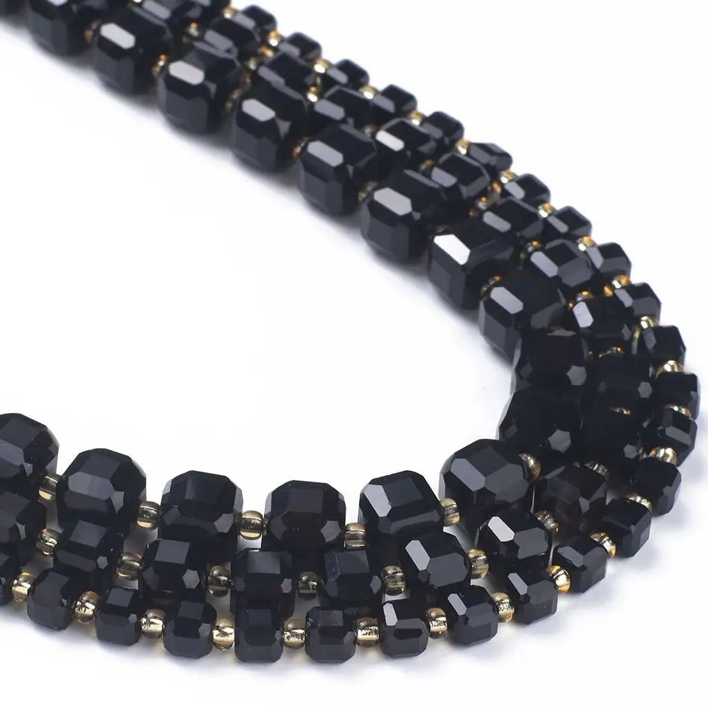 Natural Stone Faceted Square Black Agate Cube Spacer Beads For Jewelry Making Diy Bracelet Necklace Beading Accessories