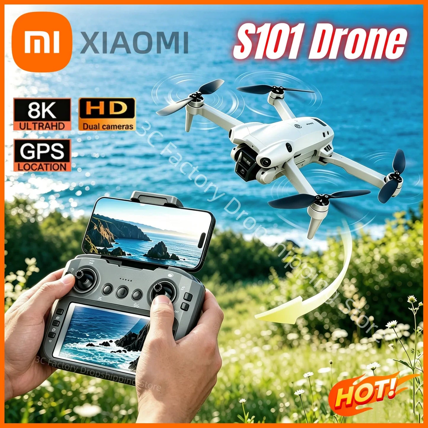 Xiaomi S101 Drone 8K Dual Camera Professional Drone 5G WiFi Wide-angle ESC UAV With Screen Obstacle Avoidance Quadcopter 20000M