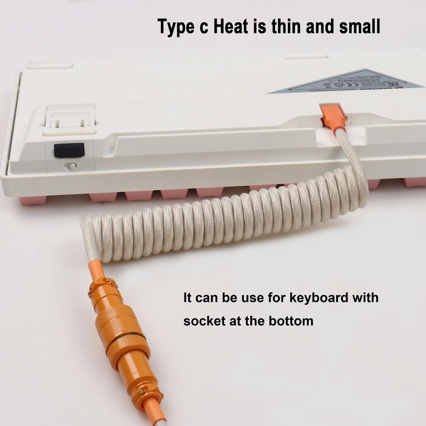 Mechanical Keyboard Type C to C End Coiled Cables with Detachable Aviator Connector Gaming Keyboard Wire