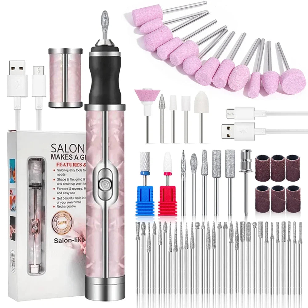 LINMANDA Rechargeable Electric Nail Grinder Nail Polishing Machine Portable Mini Electric Driil Pedicure Kit for Home Salon