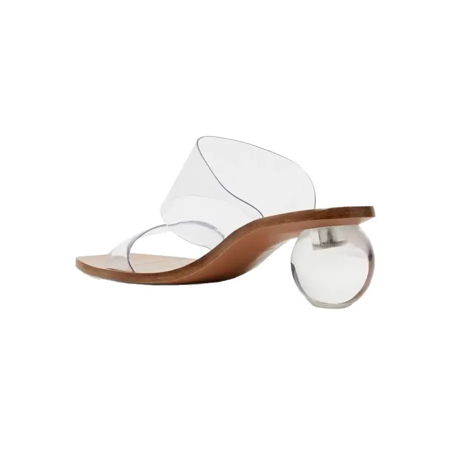 Crystal High Heels Square Toe Cool Slippers Women's European and American Fashion Word with Sandals