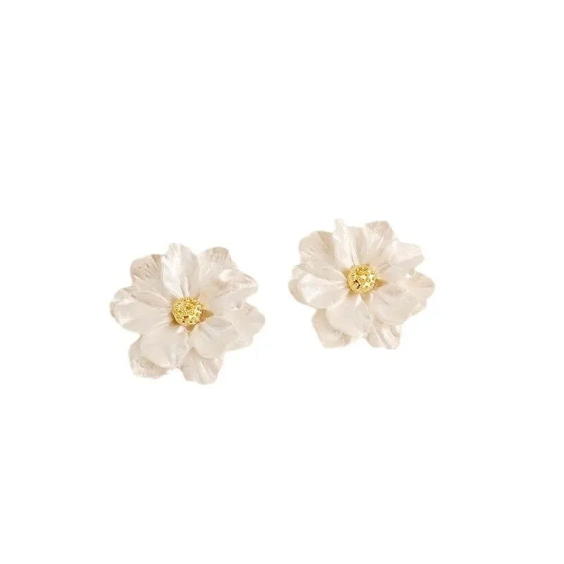 New Fashion Sweet Design Spring/Summer Blue Pink Enamel Flower Light Luxury High End Earrings Party Gifts for Women Jewelry