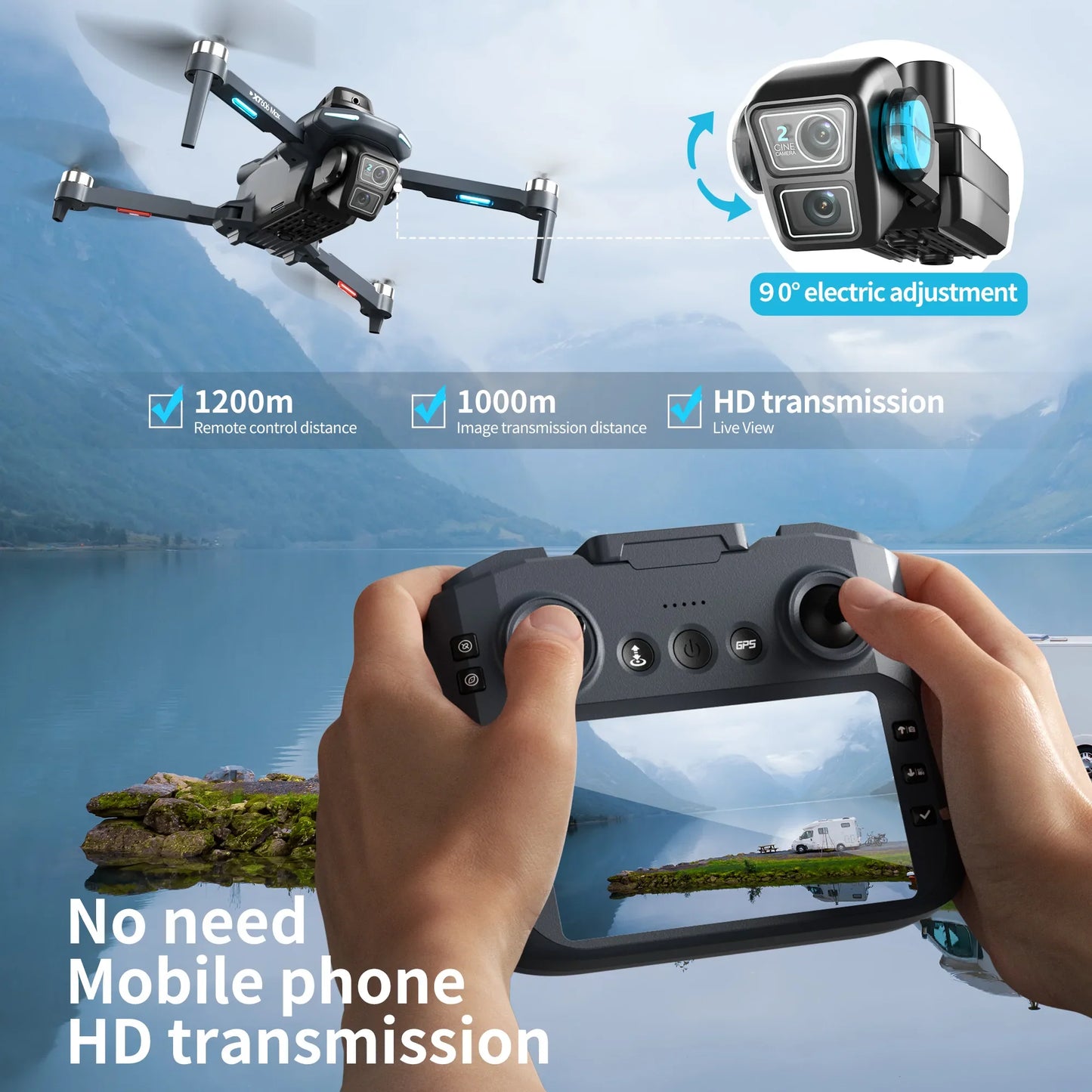 Lenovo XT606 GPS Drone 4K Professional  8K HD Dual Camera Gimbal  360°Obstacle Avoidance Brushless RC Quadcopter Dron toys