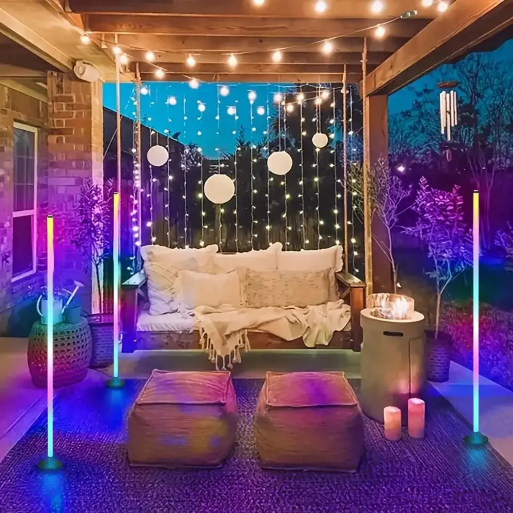 Remote Control Smart LED Floor Lamp Music Sync Dual Control Modes Corner Lighting Timer Function APP Control RGB Floor Lamp