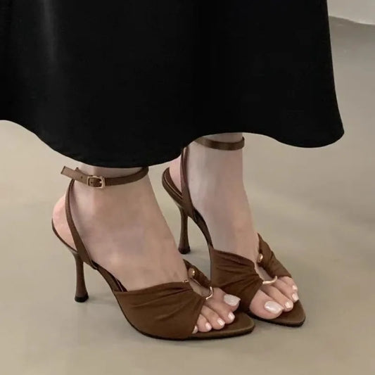 Sexy Super-high Heels Women Sandals Fad Pointed Toe Heeled Shoes 2025 Summer Stilettos Pumps Elegant Slingback Chaussures Femme