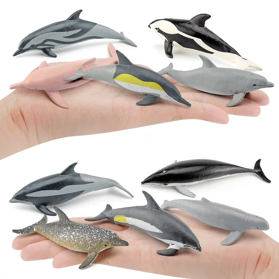 Realistic Mini Ocean Animal Figurines Plastic Marine Sea Creatures Whale Shark Dolphin Turtle Penguin Model Playset Gift for Kid