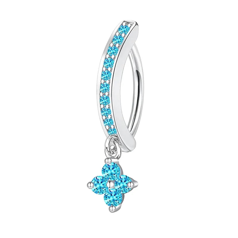 1PC Stainless Steel 14G Dangle Belly Button Ring for Women Heart Bow Reverse Hoop Clicker Navel Rings Body Piercing Jewelry