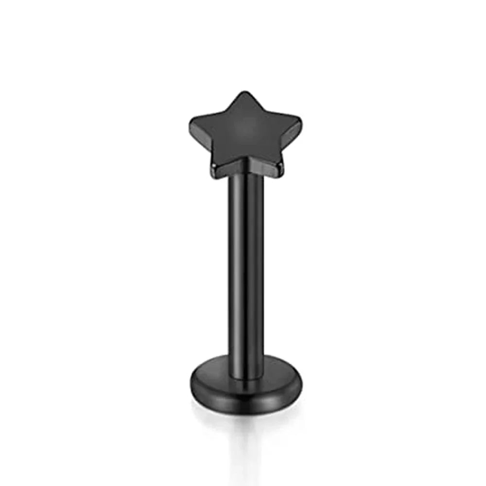 WKOUD 16G Stainless Steel Lip Labret Piercing Crystal Ball Monroe Lip Stud Helix Tragus Conch Piercing Cartilage Earrings Black