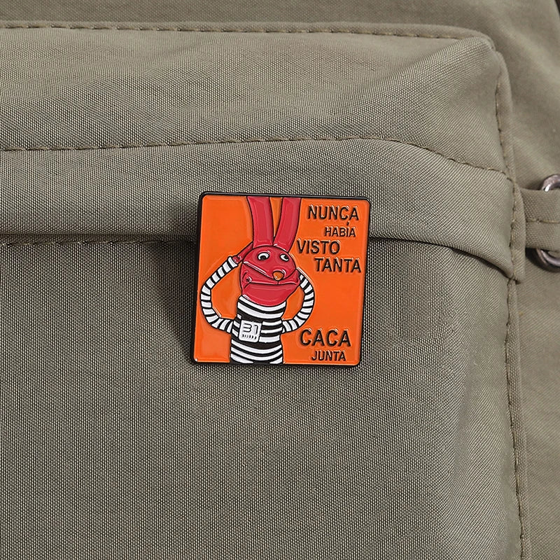 Red Rabbit Enamel Pins Custom NUNCA HABIA VISTO TANTA CACA JUNTA Brooches Lapel Badges Clothes Animal Jewelry Gift for Friends