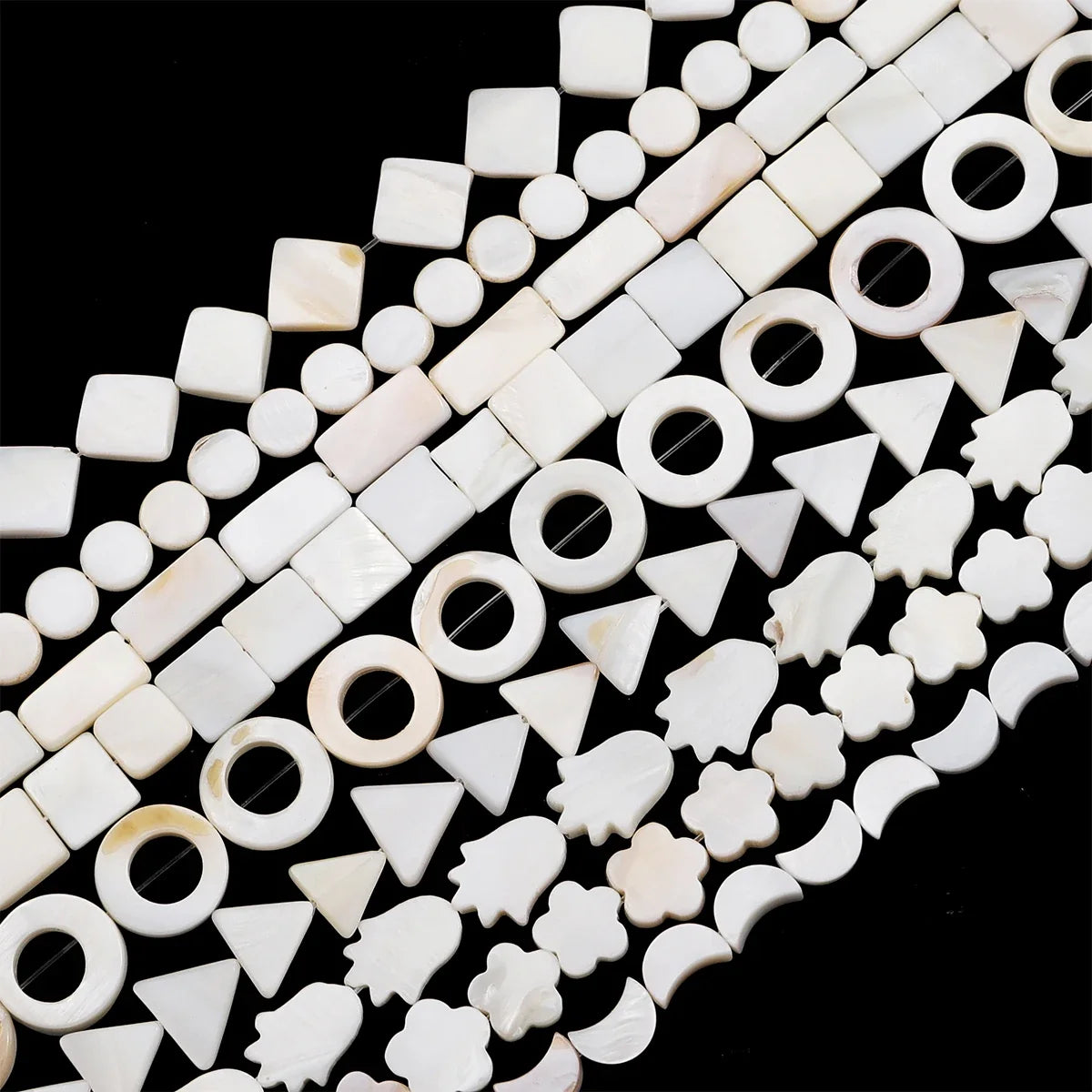 Natural Shell Beads Mother of Pearl Love Star Oval Round Flat Loose Spacer Beads for Jewelry Making DIY Charm Bracelet Necklace
