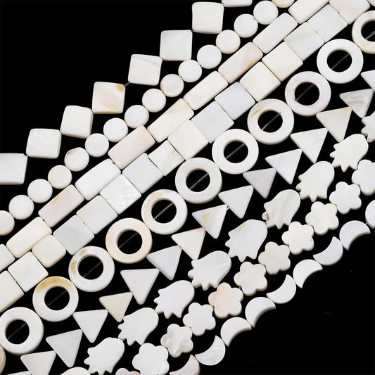 Natural Shell Beads Mother of Pearl Love Star Oval Round Flat Loose Spacer Beads for Jewelry Making DIY Charm Bracelet Necklace