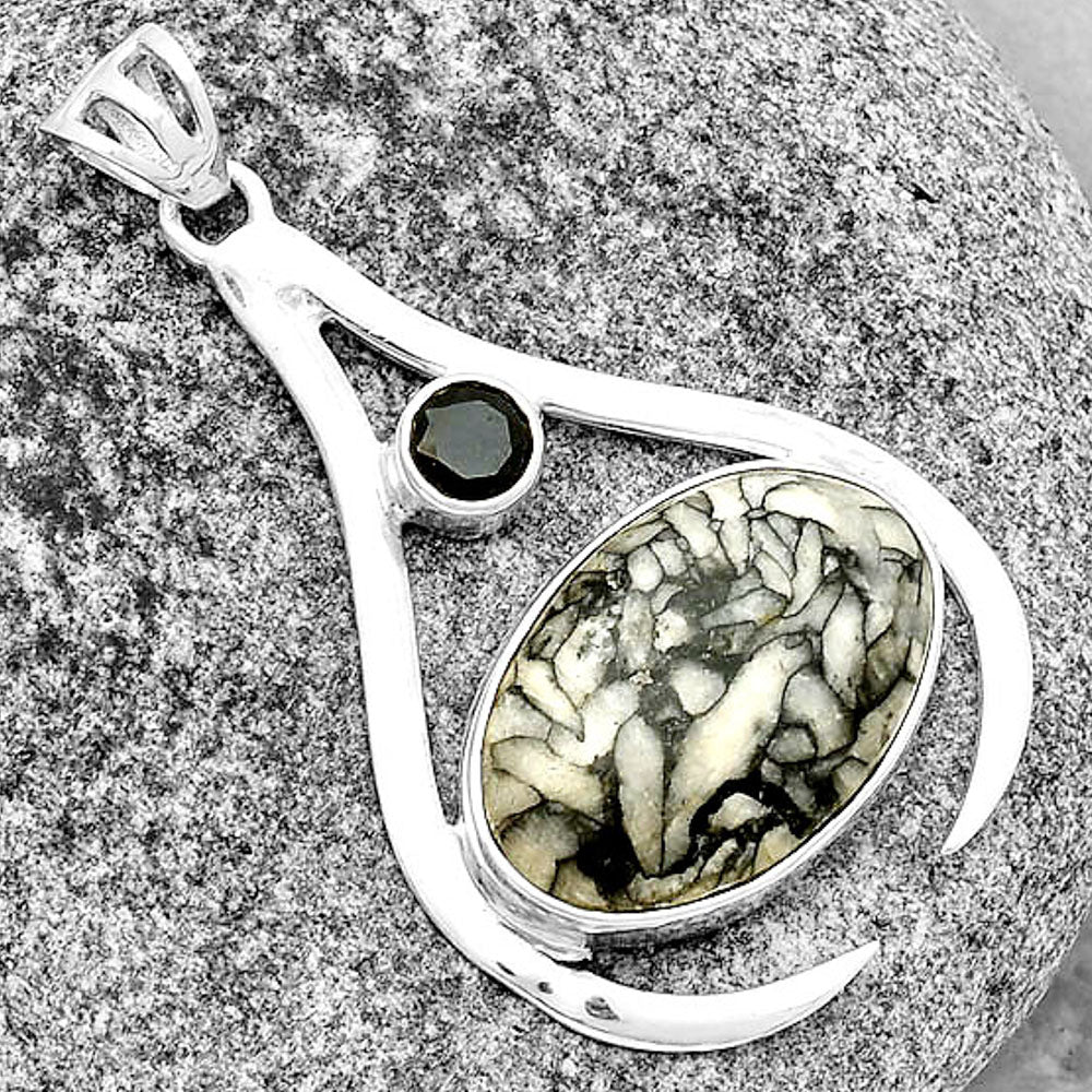 Natural Pinolith Stone & Black Onyx Pendant P-1057 SDP134004
