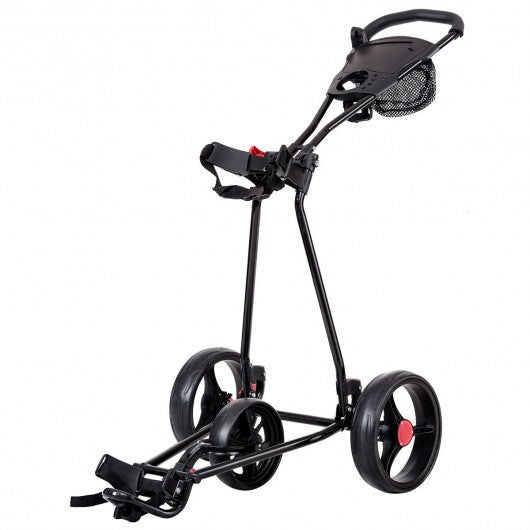 3 Wheel Durable Foldable Steel Golf Cart with Mesh Bag