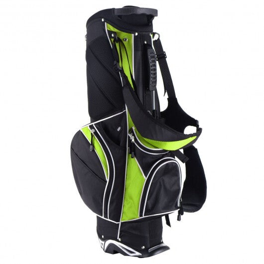 Golf Stand Cart Bag with 6-Way Divider Carry Pockets-Green - Color: Green