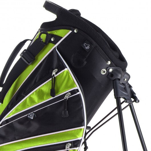Golf Stand Cart Bag with 6-Way Divider Carry Pockets-Green - Color: Green