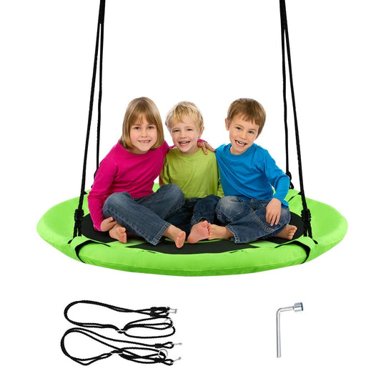 40 Inch Flying Saucer Tree Swing Indoor Outdoor Play Set-Green - Color: Green