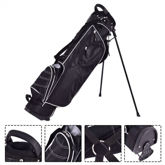 Golf Stand Cart Bag with 4 Way Divider Carry Organizer Pockets-Black - Color: Black