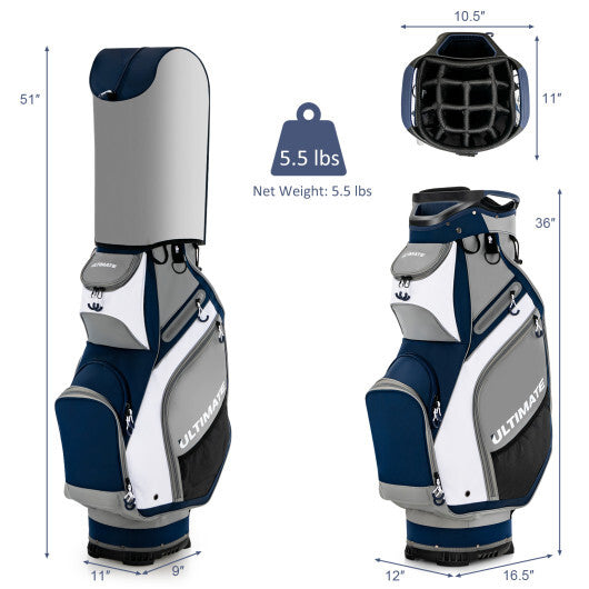 10.5 Inch Golf Stand Bag with 14 Way Dividers and 7 Zippered Pockets-Orange