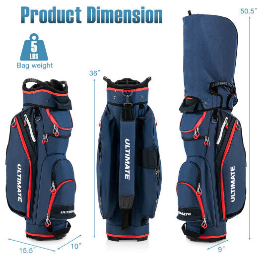 9.5 Inch Golf Cart Bag with 14 Way Dividers Top Organizer-Navy