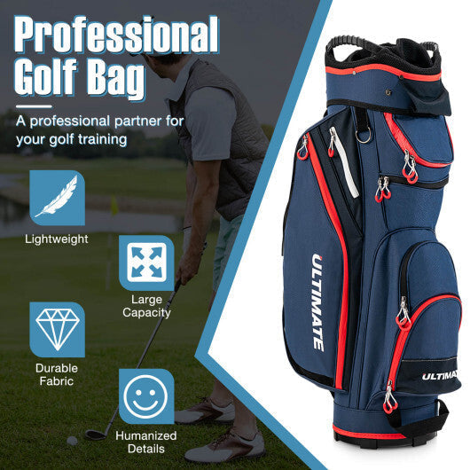 9.5 Inch Golf Cart Bag with 14 Way Dividers Top Organizer-Navy